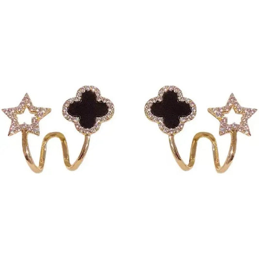 Zirconia gold wavy huggie earrings