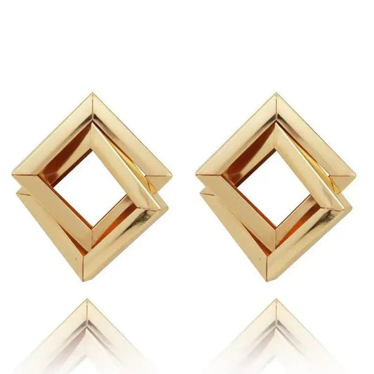 Twirl Multi Square Gold Drop Earrings