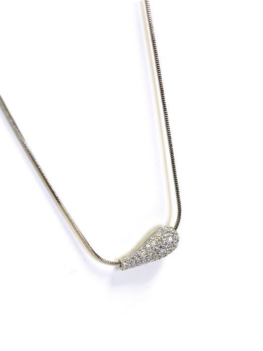 Silver Zircon Piston Pendant Necklace