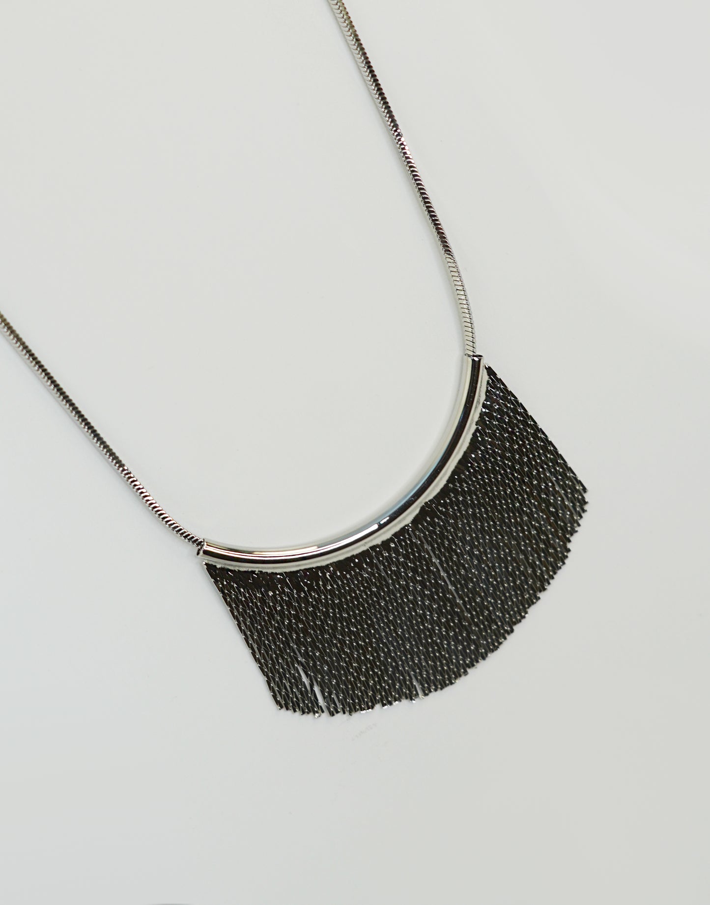 Fringe Statement Silver Necklace