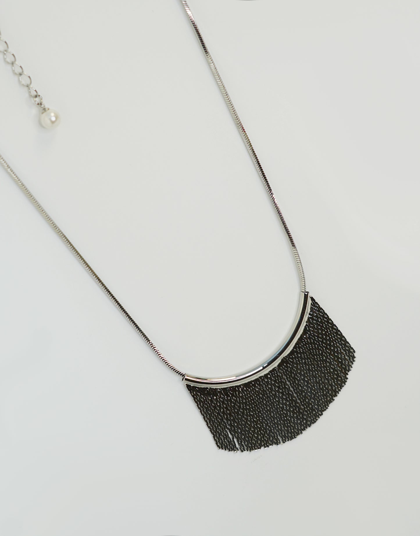 Fringe Statement Silver Necklace