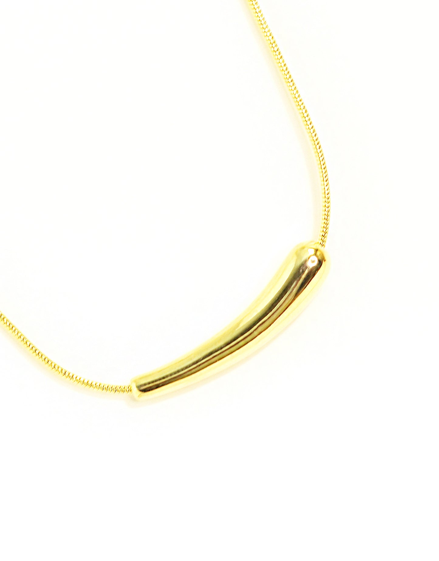 Gold Plated Tusk Pendant Long Necklace