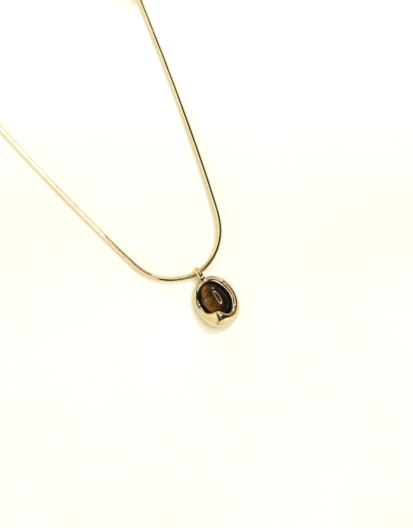 Silver Shell Brown Pearl Snake Chain Pendant Necklace