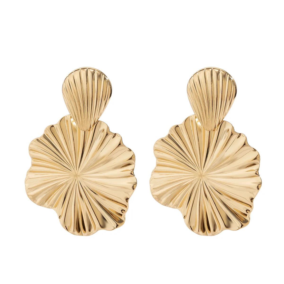 Chunky floral gold drop earrings