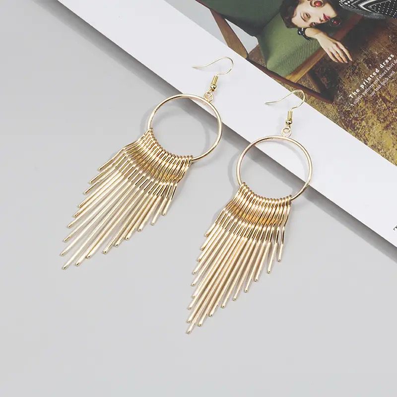 Palm leaves gold drop earrings